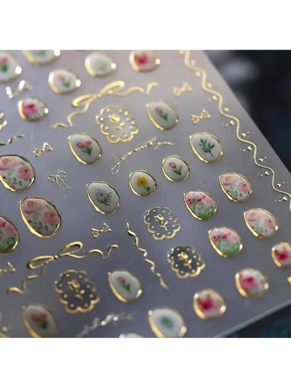 Floral Nail Art Stickers Decals 3D Self Adhesive Vintage Flower Leaf Nail Decor
